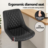 Artiss 4x Bar Stools Kitchen Swivel Gas Lift Counter Chair Diamond Leather Black BA-K-799G-BKX4