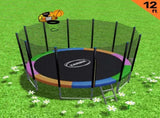 Kahuna Blizzard 12 ft Trampoline Rainbow with Basketball Set TRA-BLZ-12-RB-BB