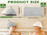6Pcs Sauna Hats & 6Pcs Sauna Mats, Felt Sauna Hat, Bath Hair Caps with Loops, Heat Insulation Sauna V1107-113-14727