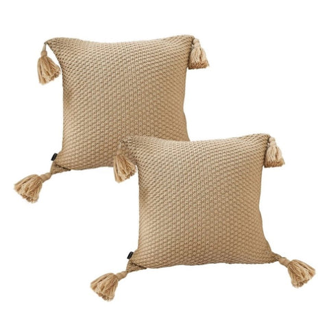 SOGA 50CM Light Brown Pillow with Tassel Accents, Rizzy Transitional Cover Throw Pillow FRENCHCUSHION202X2