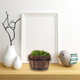 SKISUNO Set of 3 Wooden Plant Pots in Coffee Color, Rustic Home Decor , 15x12in V1370-AZ4-14064