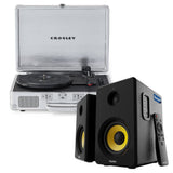 Crosley Cruiser Bluetooth Portable Turntable - Silver Bundled Majority D40X Bluetooth Speakers V398-CR8005FMY-SI4