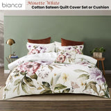 Bianca Minette White Cotton Sateen Quilt Cover Set Queen V442-BCA-QUILTCS-MINETTE-WHITE-QS