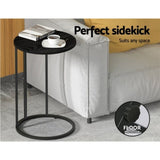 Artiss Coffee Table Side Table Round Black Martha FURNI-G-IND-COF-01-BK