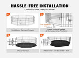 Dog Playpen, 8 Panels Foldable Metal Dog Exercise Pen with Bottom Pad, 24" H Pet Fence Puppy Crate V952-WXZZYDCWWLHS25D60V0