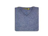 100% Shetland Ragg Wool V Neck Knit Jumper Pullover Mens Sweater Knitted - Sky - 5XL V563-SW-VN-SKY40-5XL