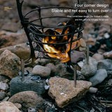 Compact Campfire Grill Iron Foldable Wood Pit Stand With Kettle Hook for Camping Hiking V1189-LC-HW-00378