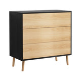 Artiss 3 Chest of Drawers Dresser Table Black&Pine FUR-Z-CDR-02-WDBK-AB