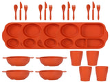 Orange Durable Eco-Friendly Wheat Straw Dinnerware Set - 24 Pieces with Plates, Bowls, Cups & V888-ELOSUNG28121
