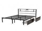 Artiss Queen Bed Frame with Charging Station & Storage Drawers Metal MBED-D-MAX-Q-BK-AB
