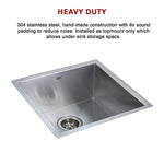 440x440mm Handmade Stainless Steel Undermount / Topmount Kitchen Laundry Sink with Waste V63-772965