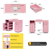 Pink Manicure Table with Electric Dust Collector and Storage, 108x45x77cm V178-59326