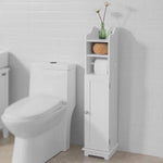 Toilet Paper Holder with Storage, Freestanding Cabinet, Toilet Brush Holder and Toilet Paper V178-84706