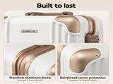 Wanderlite 20" Aluminium Frame Carry On Luggage Suitcase TSA Lock Spinner Wheels White Gold LUG-ALU-20-WHGD