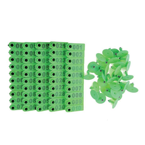 1-100 Cattle Number Ear Tag 5x2cm Set - Mini Green Cow Sheep Pig Livestock Label V238-SUPDZ-32677583487056