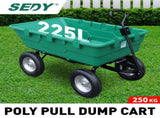 SEDY 225L Poly Pull Dump Cart Garden Hand Trailer Wagon Lawn Wheelbarrow V465-TC2165