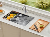 30 inch Kitchen Sink Workstation, 304 Stainless Steel Undermount Sink, Drop-In Single Bowl Farmhouse V952-QRSSCTXPDC30WNDLEV0