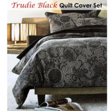 Accessorize Trudie Black Jacquard Quilt Cover Set Single V442-HIN-QUILTCS-TRUDIEJACQUARD-BLACK-SB