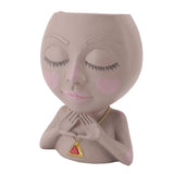 Face Planter Pot Multipurpose Resin Cute Girl Heads Succulent Flowerpot with Drainage Hole for V1294-YM0901-3111240041511
