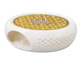 Porcelain Teapot Heater Hollow Frame Round Teapot Warmer Base with Alloy Cushion and Candle Holder V1294-YM0703-3118230128511