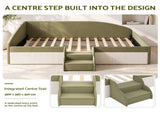 Artiss King Single Upholstered Daybed Sofa Bed with Centre Stairs, Olive XFSI-DBRK641KS-AB