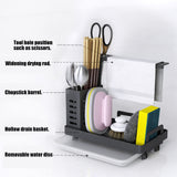 Kitchen Sink Caddy Organizer 304 Stainless Steel Sponge Soap Brushes Dispenser Holder with Rag Rack V1294-YM0717-10122830