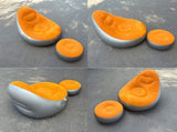 Dark Blue Inflatable Flocked Lounge Chair & Ottoman Set with Foot Pump - Portable Ergonomic S-shaped V888-ELOSUNG49502