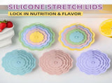 Food-Grade Silicone Stretchable Sealing Lids Set of 5 Leak-Proof Reusable Covers for Bowls, Cups, V1341-ZY-2DTLEPHK-GREEN