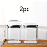 airtight storage jars, coffee bean jars, stainless steel lid, glass jars with lids, square V1102-122-42293-CLR-2PCS-1000ML
