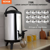 Stainless Steel Insulated Beverage Dispenser, 7.6 Liter, Thermal Hot and Cold Drink Server Dispenser V952-YLHLQQYX10L0ZNM43V0