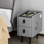 Artiss Smart Bedside Table 2 Drawers with Wireless Charging Ports LED Grey AIDA FUR-X-BS-LED-02-GY