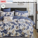 300TC Carolyn Blue Reversible Cotton Quilt Cover Set Queen V442-ATX-QUILTCS-300TCCAROLYN-BLUE-QS