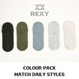 5X Small Daily No Show Socks - MULTI COLOUR	5X Rexy Daily No Show Ankle Socks Small Non-Slip Breath V274-GM-RXCNOS-S5-MUT