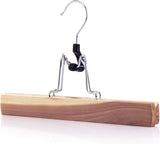 HANGERWORLD Pack of 10 Skirt and Pants Hangers with Clamp Clips, 10.6inch American Cedar Wood Hanger V1258-DP02-F-304