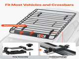 Roof Rack Basket, 1300 x 910 x 105 mm, Universal Rooftop Carrier with 44.1 x 34.3 x 10.2 in V952-HKSXLK5136IN4B8AWV0