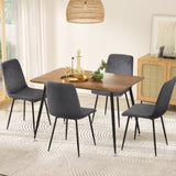 1 Artiss Dining Table and 4 Chairs Set Grey Velvet DSET-T02WD-VEL03-GYX4