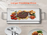 Stainless Steel Griddle, 17x13 inch Universal Flat Top Rectangular Plate, Gas Grill Griddle for BBQ V952-SCJPBXG1713IYPLMKV0