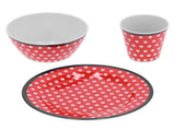 Fruit Plate Bowl Cup Kit Red Dot Pattern Tableware Set Household Kitchen Accessory V1294-YM0901-3118210178611