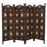 Iron Jali 4 Panel Room Divider Screen Privacy Shoji Timber Wood Stand - Burnt V315-WOWP-006