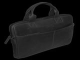 Futura Mens Slimline Leather Laptop Bag School Work Satchel Shoulder Strap - Black V563-A1973LBLACK
