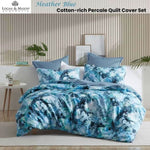 Logan and Mason Heather Blue Cotton-rich Percale Print Quilt Cover Set Queen V442-LED-QUILTCS-HEATHER-BLUE-QS