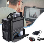 Desktop Computer Case Belt Holder with Pockets for Keyboard, Cable, Headphone, Ideal for V1366-AZ2-W-03889