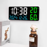 Black Background With Green and White Light Sleek Large LED Digital Wall & Desk Clock - Remote V888-ELOSUNG27420