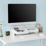 White Monitor Stand Desk Organizer with 2 Drawers V178-84492