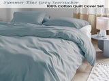 Bedding House Summer Blue Grey Seersucker Cotton Quilt Cover Set Queen V442-HIN-QUILTCS-SUMMERSEERSUCKER-BLUE-QS