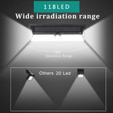 Solar Wall Light 180 LED PIR Motion Sensor Outdoor Garden Light IP65 Waterproof - Black - Size 001 V1106-124-27758-BLK-001