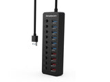 Simplecom CHU810 48W 10-Port USB 3.0 Hub and Charger with Individual Switches 12V/4A Power Adapter V28-CHU810