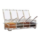 4 Pieces Kitchen Transparent Acrylic Box Four inch one Spice Jars with Spoons and V1237-ZY-528-097