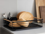 Dish Drainer Rack - Plate, Silverware Drying Rack for Kitchen with Beechwood Handles - Modern Retro V1192-AZ-W-16531