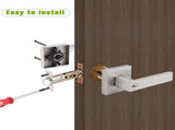 Square Rose Privacy Door Lever, for Bed/Bath Modern Square Satin Nickel Entry Handle with Key V1366-AZ2-W-09694